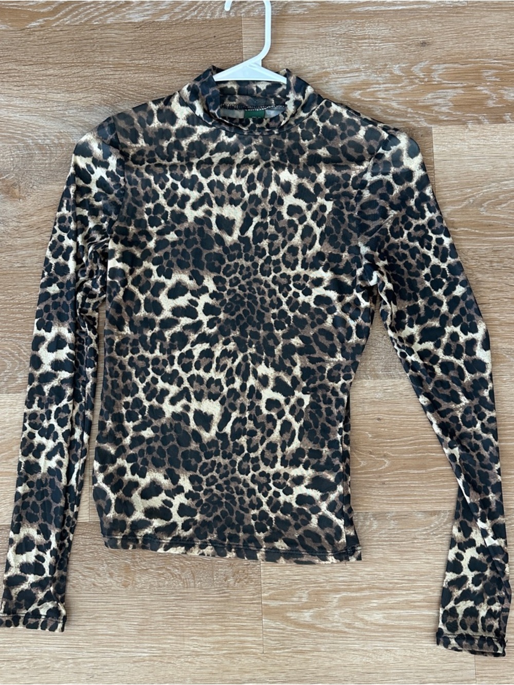 wild fable Sheer Leopard Print Long Sleeve Mock Neck Top - Brown/Black/Cream